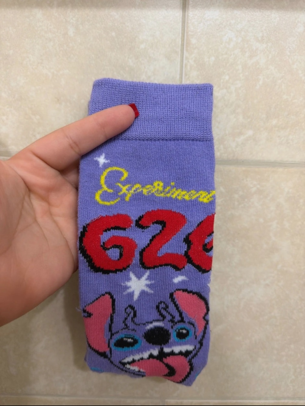 Stitch's Purple Kids Character Socks with Red and Yellow Accents